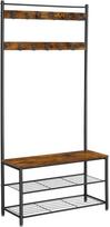 batu suoliukas su lentyna - VASAGLE Drabužių kabykla su batų lentyna, 32x85x175 cm, Ruda-Juoda (Brown-Black) - 1 nuotrauka