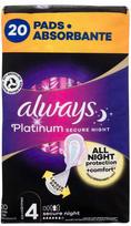 ALWAYS PLATINUM SECURE NIGHT higieniniai paketai, 20 vnt.