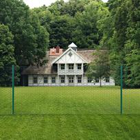 tvoros segmentai - Tinklinė tvora iš vielos su stulpais, žalios sp., 25x0,5 m - 2 nuotrauka