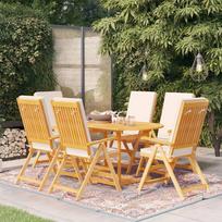 Lauko baldų komplektas VLX Dining 7 Piece Set, kreminės spalvos/rudas, 6 vietų