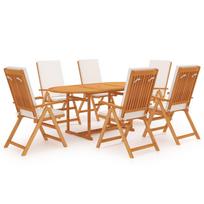 lauko baldai 7 vietos - Lauko baldų komplektas VLX Dining 7 Piece Set, kreminės spalvos/rudas, 6 vietų - 2 nuotrauka