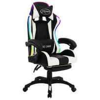 vidaXL Žaidimų kėdė su LED lemputėmis, balta/juoda (White/Black)