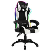 zaidimu kede led - vidaXL Žaidimų kėdė su LED lemputėmis, balta/juoda (White/Black) - 2 nuotrauka