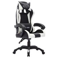 zaidimu kede led - vidaXL Žaidimų kėdė su LED lemputėmis, balta/juoda (White/Black) - 3 nuotrauka