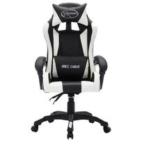 zaidimu kede led - vidaXL Žaidimų kėdė su LED lemputėmis, balta/juoda (White/Black) - 4 nuotrauka