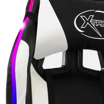 zaidimu kede led - vidaXL Žaidimų kėdė su LED lemputėmis, balta/juoda (White/Black) - 9 nuotrauka