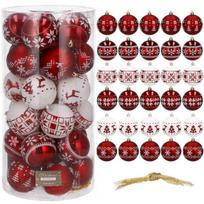 kalediniai zaisliukai - Kalėdiniai žaisliukai eglutei, raudoni (Red), 30vnt., 5 cm, Springos CA0151 - 1 nuotrauka