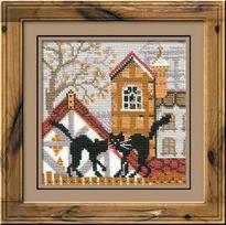 RIOLIS - Create It Yourself - Siuvinėjimo rinkinys „Katės rudeniškame mieste“ 613 (13x13 cm)