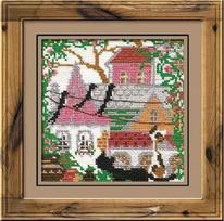RIOLIS - Create It Yourself - Siuvinėjimo rinkinys „Katės vasariškame mieste“ 612 (13x13 cm)