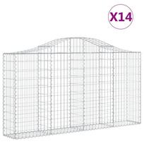 mobellex - Išlenkti gabiono krepšiai, 14vnt., 200x30x100/120cm, geležis - 2 nuotrauka