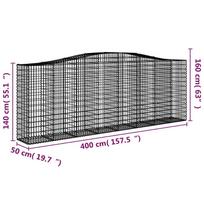 gabionai - Išlenkti gabiono krepšiai, 15vnt., 400x50x140/160cm, geležis - 6 nuotrauka