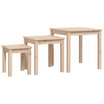 juodas stalas - Kavos staliukas VLX Solid Teak Wood 2 Piece Set 281648, rudas/juodas/pilkas, 390 mm x 390 mm x 700 mm - 2 nuotrauka
