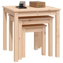juodas stalas - Kavos staliukas VLX Solid Teak Wood 2 Piece Set 281648, rudas/juodas/pilkas, 390 mm x 390 mm x 700 mm - 5 nuotrauka