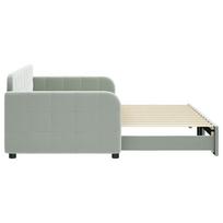 lova 90x200 istraukiama - vidaXL Lova su ištraukiama dalimi, šviesiai pilka (Light Grey), 90x200 cm, aksomas - 4 nuotrauka
