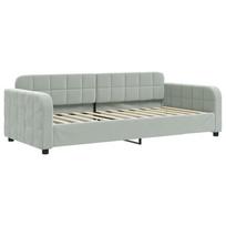 lova 90x200 istraukiama - vidaXL Lova su ištraukiama dalimi, šviesiai pilka (Light Grey), 90x200 cm, aksomas - 6 nuotrauka