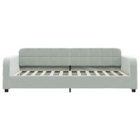 lova 90x200 istraukiama - vidaXL Lova su ištraukiama dalimi, šviesiai pilka (Light Grey), 90x200 cm, aksomas - 7 nuotrauka