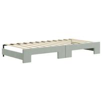 lova 90x200 istraukiama - vidaXL Lova su ištraukiama dalimi, šviesiai pilka (Light Grey), 90x200 cm, aksomas - 8 nuotrauka