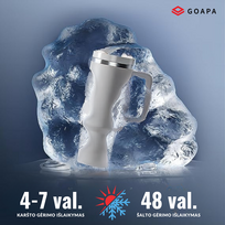 puodelis su siaudeliu - Goapa Metalinė daugiafunkcinė termo gertuvė su rankena ir šiaudeliu - 9 nuotrauka