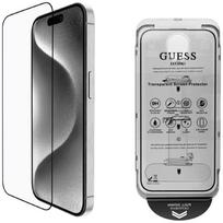 guess set - Guess BP Rhinestone 2in1 Apsauginis stiklas ekranui ir kamerai Apple iPhone 16 Pro Max - Sidabrinis (Silver) - 4 nuotrauka