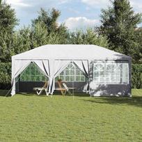 vidaxl palapines - vidaXL šventinė palapinė su 10 šonų balta (White) 6x4 m PE - 4 nuotrauka
