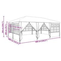 vidaxl palapines - vidaXL šventinė palapinė su 10 šonų balta (White) 6x4 m PE - 12 nuotrauka