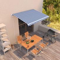 lauko pavesine balta - Automatinė ištraukiama markizė, mėlyna ir balta, 300x250cm - 1 nuotrauka