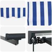 lauko pavesine balta - Automatinė ištraukiama markizė, mėlyna ir balta, 350x250cm - 4 nuotrauka