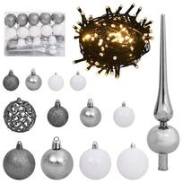 dirbtine eglute su led - Dirbtinė Kalėdų eglutė su 150 LED s stovu Balta 120 cm - 5 nuotrauka