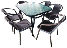 Lauko baldų komplektas Besk Garden Set, juodas, 6 vietų