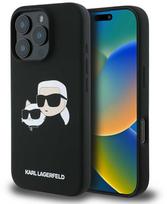 iphone 16 pro max deklas magsafe - Karl Lagerfeld Silikoninis Dėklas su Galvutėmis MagSafe, iPhone 16 Pro Max - Juodas (Black) - 1 nuotrauka