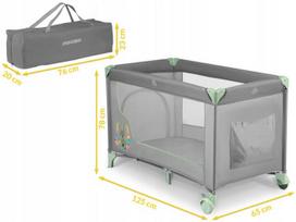 kudikio maniezas - Ricokids Kelioninė lovelė - maniežas, šviesiai pilka (Light Grey) - 2 nuotrauka