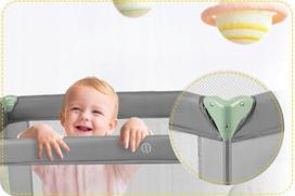kudikio maniezas - Ricokids Kelioninė lovelė - maniežas, šviesiai pilka (Light Grey) - 4 nuotrauka