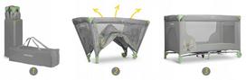 kudikio maniezas - Ricokids Kelioninė lovelė - maniežas, šviesiai pilka (Light Grey) - 6 nuotrauka