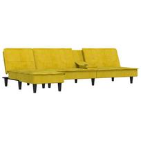 dviviete sofa lov - Dvivietė vidaXL sofa-lova, geltona - 4 nuotrauka