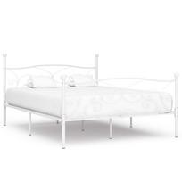 vidaXL Lovos rėmas su grotelių pagrindu, baltas (White), 180x200 cm, metalas