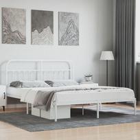 vidaXL Metalinis lovos rėmas su galvūgaliu, 180x200 cm, baltas (White)