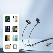 usb c laidines ausines -  Joyroom JR-EC06 Type-C pilkos - 2 nuotrauka