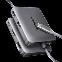 AXAGON HMC-5HL USB-C 5Gbps 5in1 šakotuvas, 2x USB-A, HDMI 4K, RJ-45, PD 100W, Pilkas (Gray)