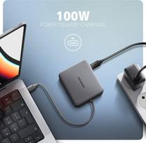 usb c laidas pd - AXAGON HMC-5HL USB-C 5Gbps 5in1 šakotuvas, 2x USB-A, HDMI 4K, RJ-45, PD 100W, Pilkas (Gray) - 4 nuotrauka