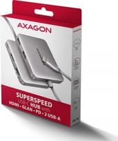 usb c laidas pd - AXAGON HMC-5HL USB-C 5Gbps 5in1 šakotuvas, 2x USB-A, HDMI 4K, RJ-45, PD 100W, Pilkas (Gray) - 7 nuotrauka