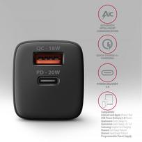 type c 20w ikroviklis - AXAGON ACU-PQ20 wall charger QC3.0/AFC/FCP   PD type-C, 20W, black - 4 nuotrauka