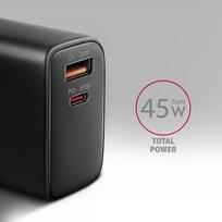 45w charger - MOBILE CHARGER WALL USB 45W/GAN 2PORT ACU-PQ45 AXAGON - 3 nuotrauka