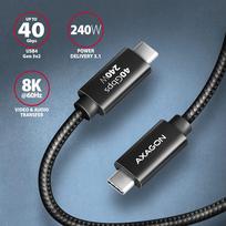 type c to type c laidas 2m - Axagon Data and charging USB 480Mbps cable length 2 m. PD 240W, 5A. Black braided. | BUCM2-CM20AB - 2 nuotrauka