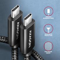 type c to type c laidas 2m - Axagon Data and charging USB 480Mbps cable length 2 m. PD 240W, 5A. Black braided. | BUCM2-CM20AB - 3 nuotrauka