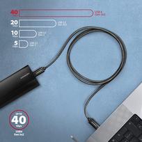 type c to type c laidas 2m - Axagon Data and charging USB 480Mbps cable length 2 m. PD 240W, 5A. Black braided. | BUCM2-CM20AB - 7 nuotrauka