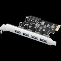 sata pcie laidas - AXAGON PCEU-430RS PCIe kontroleris 4x USB 3.2 GEN 1, UASP, SATA maitinimas, Juodas (Black) - 1 nuotrauka