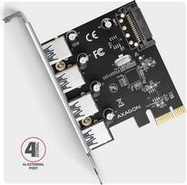 sata pcie laidas - AXAGON PCEU-430RS PCIe kontroleris 4x USB 3.2 GEN 1, UASP, SATA maitinimas, Juodas (Black) - 3 nuotrauka
