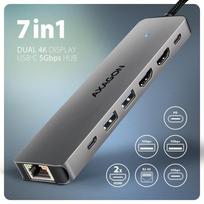 hdmi hdmi kabelis 15m - AXAGON HMC-7HX2 USB-C 5Gbps DUAL 4K DISPLAY 7in1 Hub - 2 nuotrauka