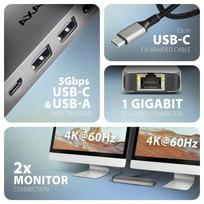 hdmi hdmi kabelis 15m - AXAGON HMC-7HX2 USB-C 5Gbps DUAL 4K DISPLAY 7in1 Hub - 3 nuotrauka