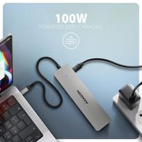 hdmi hdmi kabelis 15m - AXAGON HMC-7HX2 USB-C 5Gbps DUAL 4K DISPLAY 7in1 Hub - 4 nuotrauka